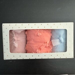 OLF Luxe Chiffon Ribbon Trio Jilly Box Winter 2024 Pink Coral Blue NWT